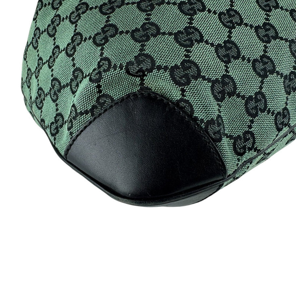 Gucci Black Green Gg Canvas Leather Shoulder Bag (Pre-Owned)