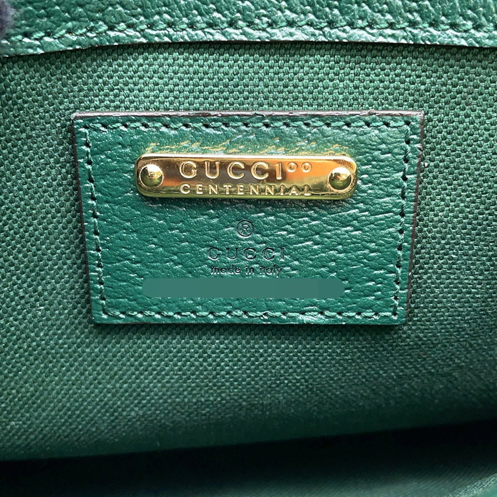 Gucci Beige Green Canvas Handbag Sling Bag (Pre-Owned)