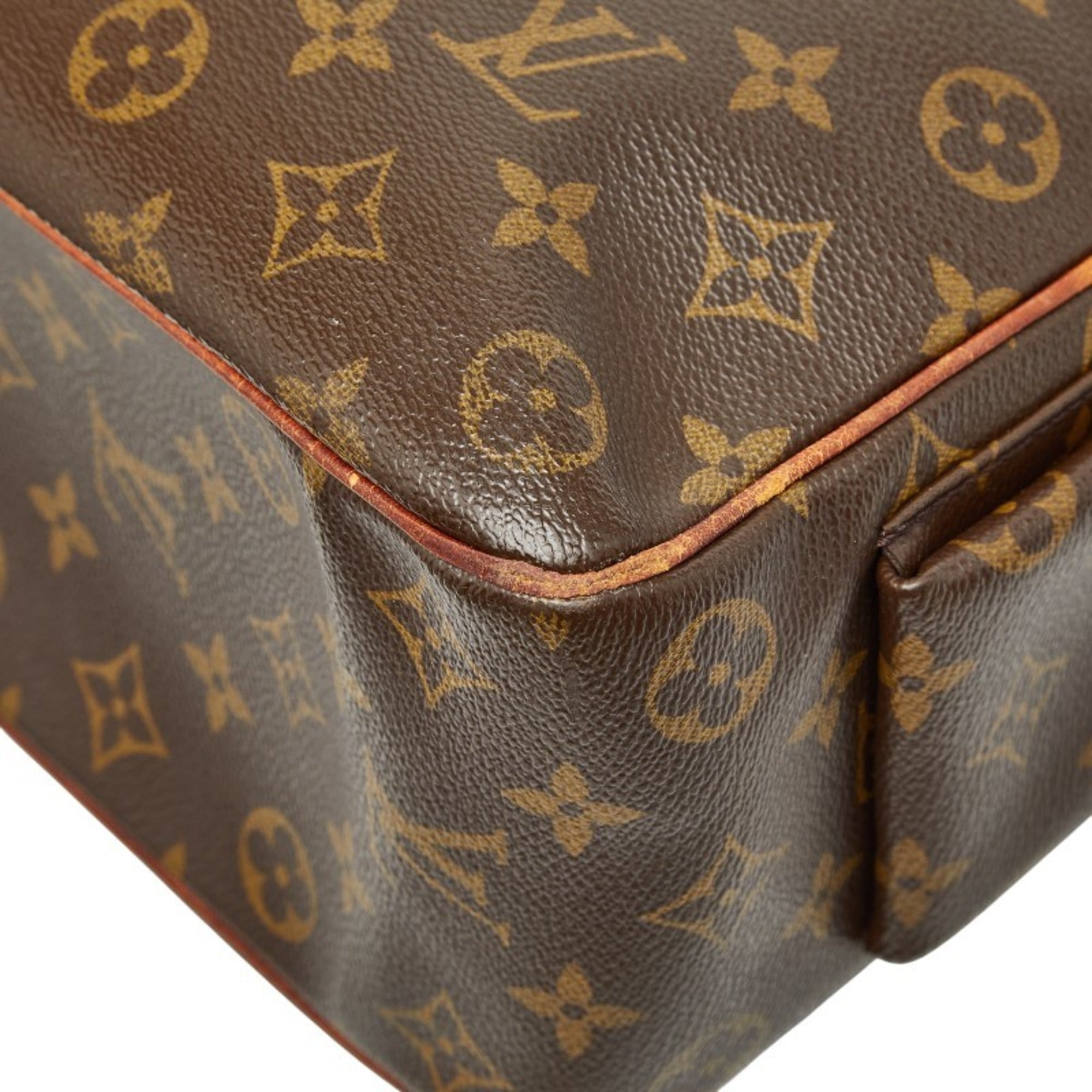Louis Vuitton Brown Pvc Leather Handbag Tote Bag