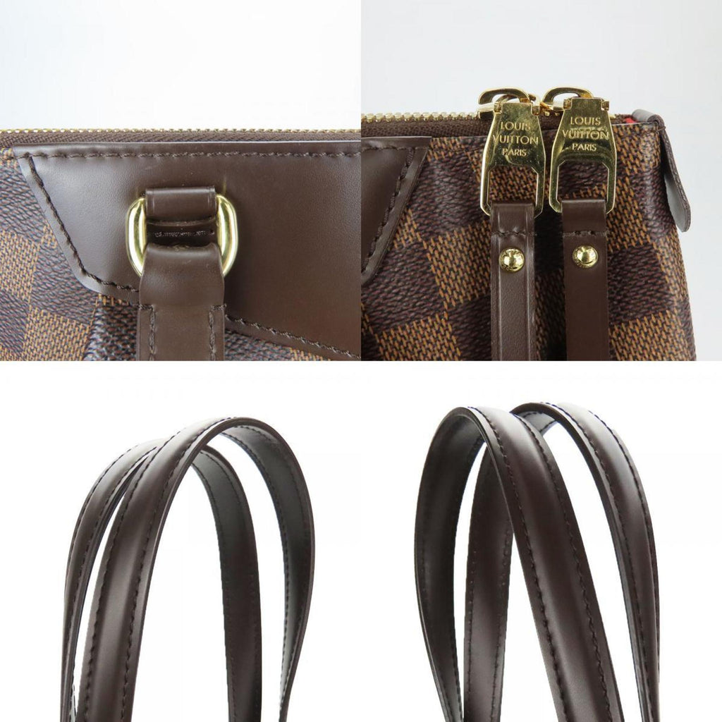Louis Vuitton Brown Damier Canvas Leather Tote Bag