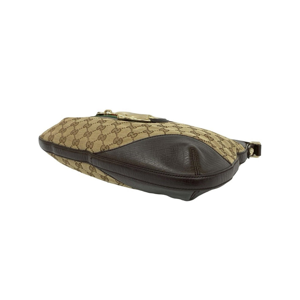Gucci Brown Green Red Color Canvas Leather Shoulder Bag (Pre-Owned)