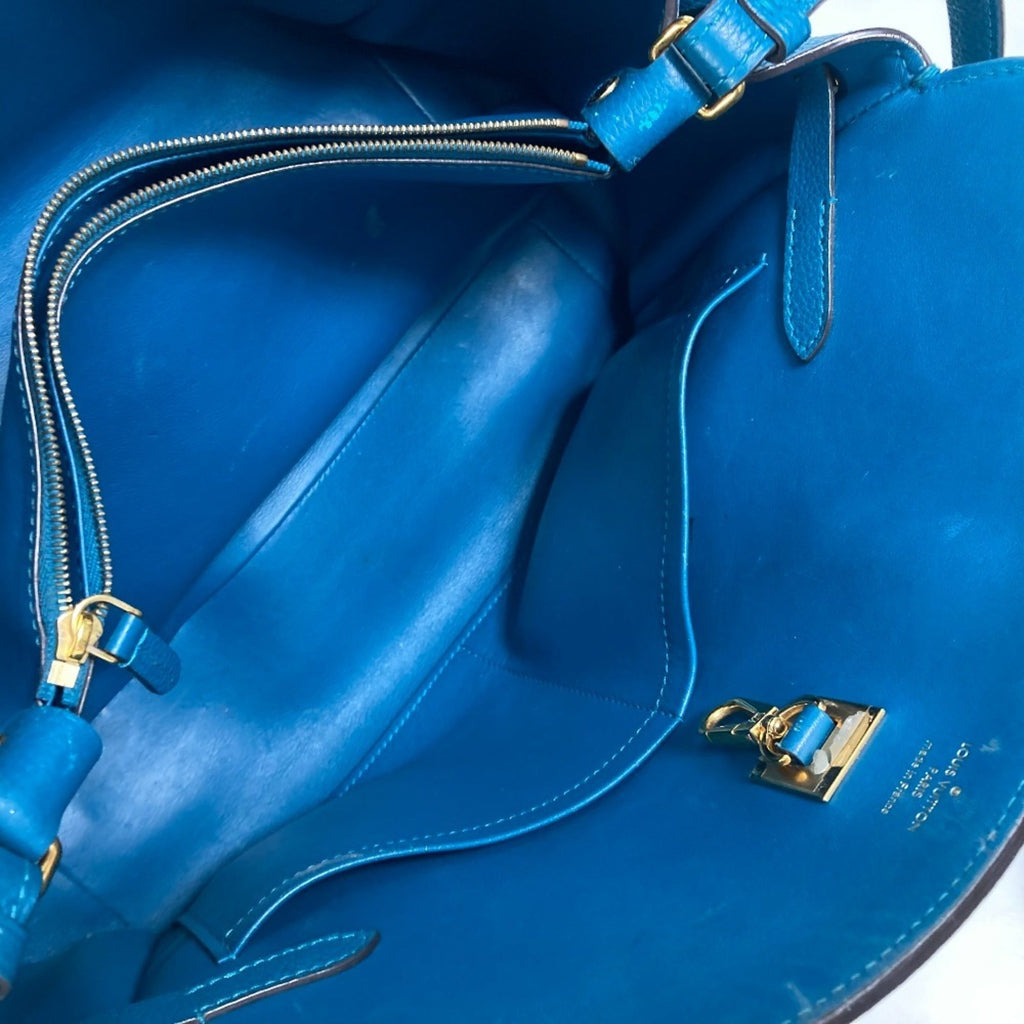 Louis Vuitton Blue Leather Handbag Shoulder Bag Tote Bag