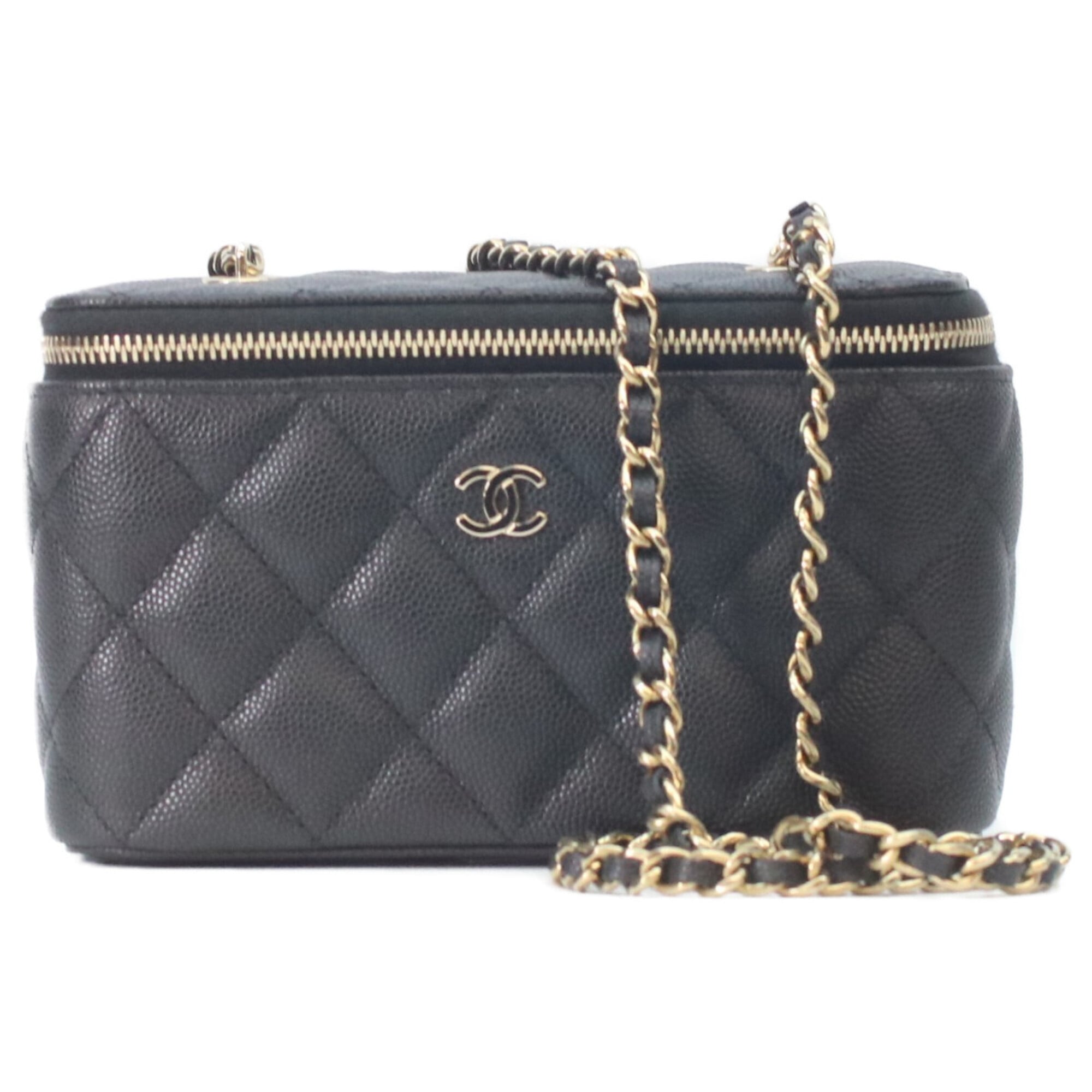 Chanel Black Grained Calfskin Shoulder Bag