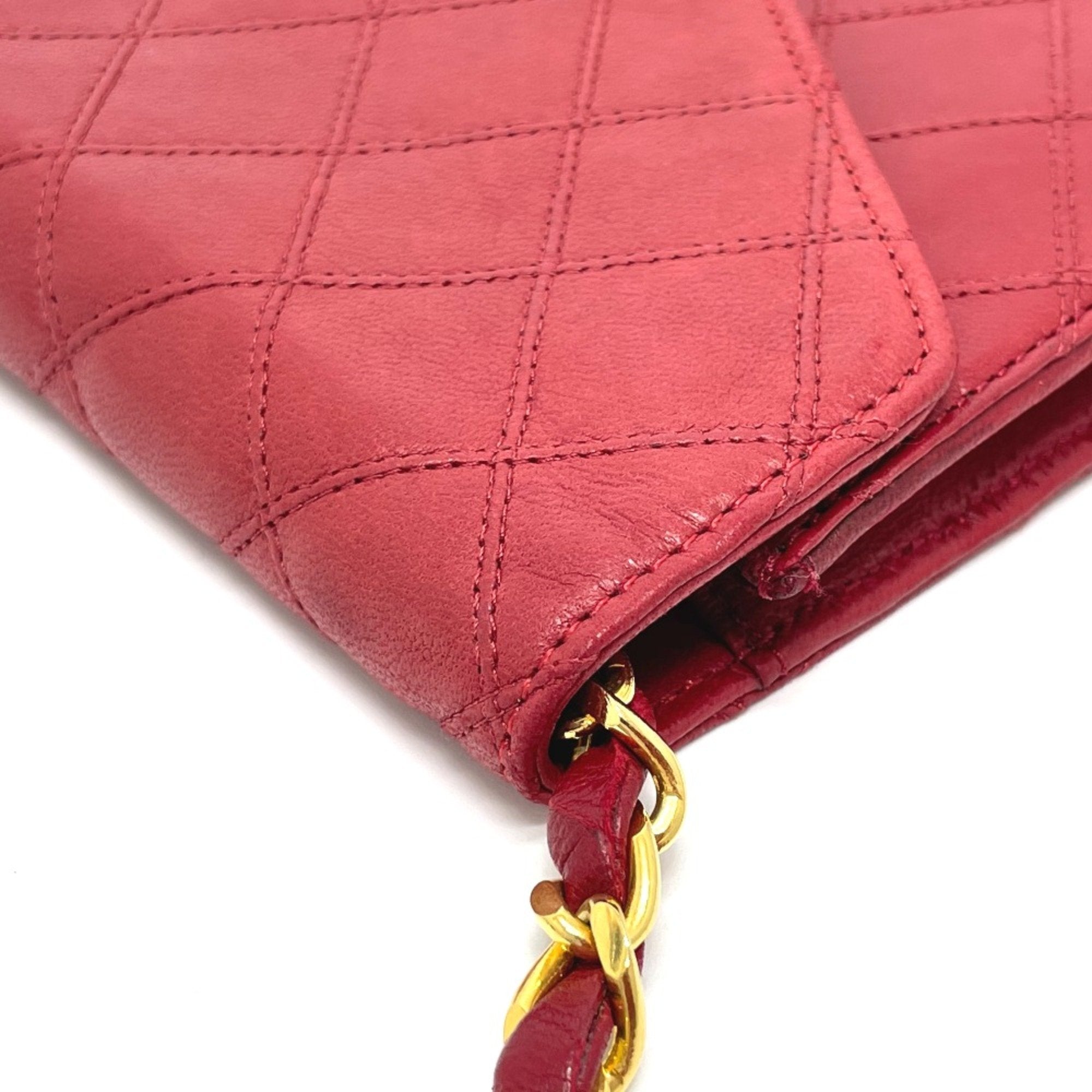 Chanel Red Leather Shoulder Bag