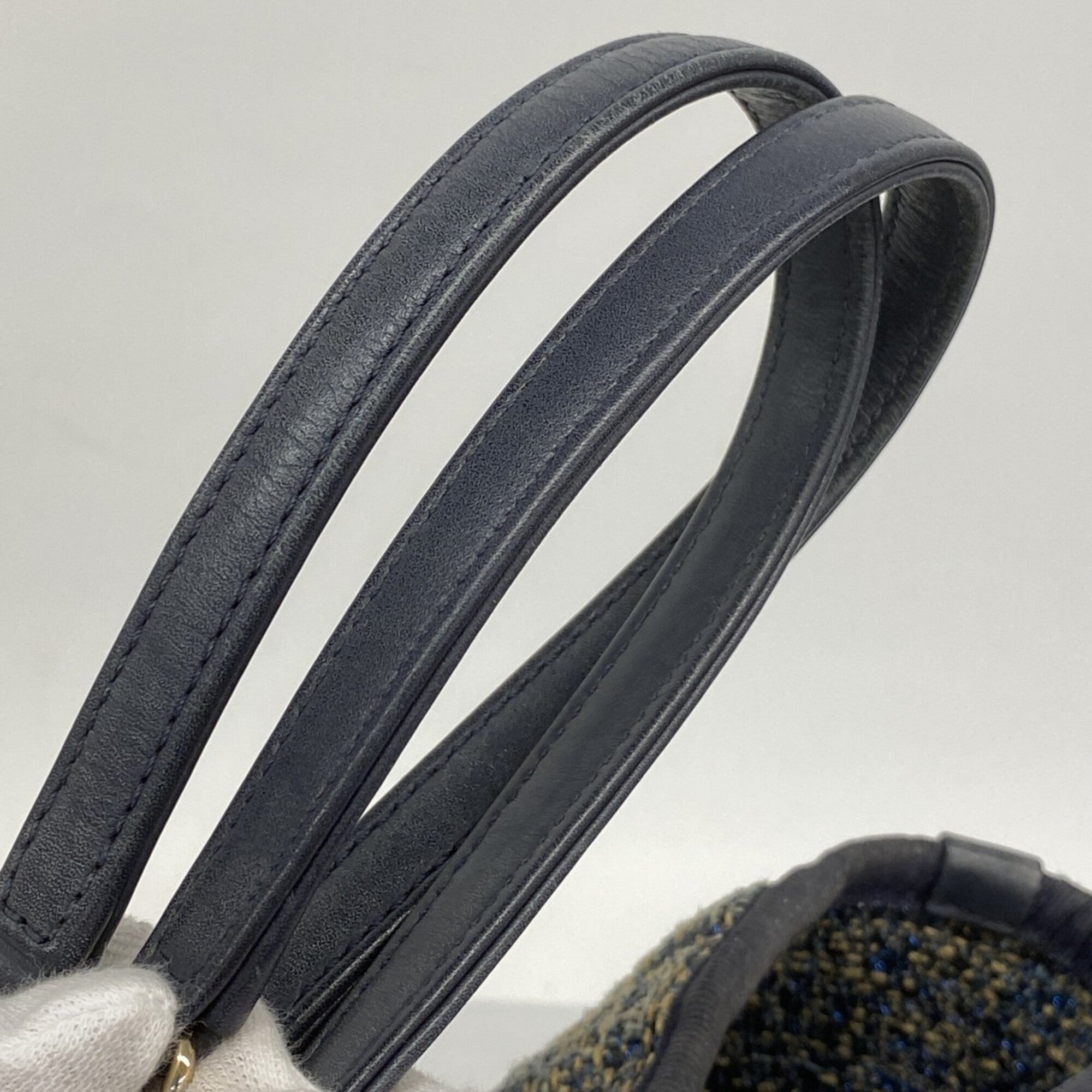 Chanel Beige Navy Tweed Tote Bag
