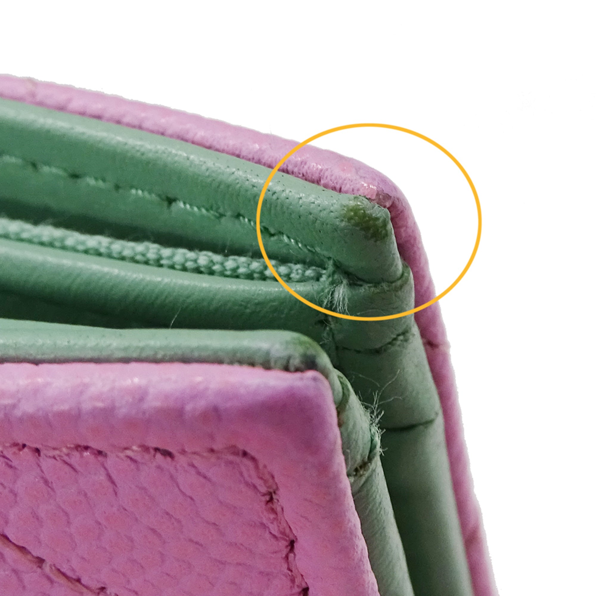 Chanel Green Pink Grained Calfskin Wallet (Bi-Fold)