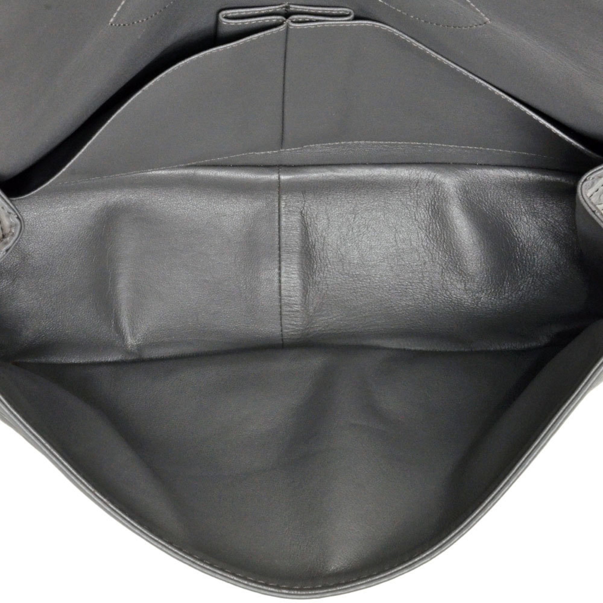 Chanel Gray Leather Shoulder Bag