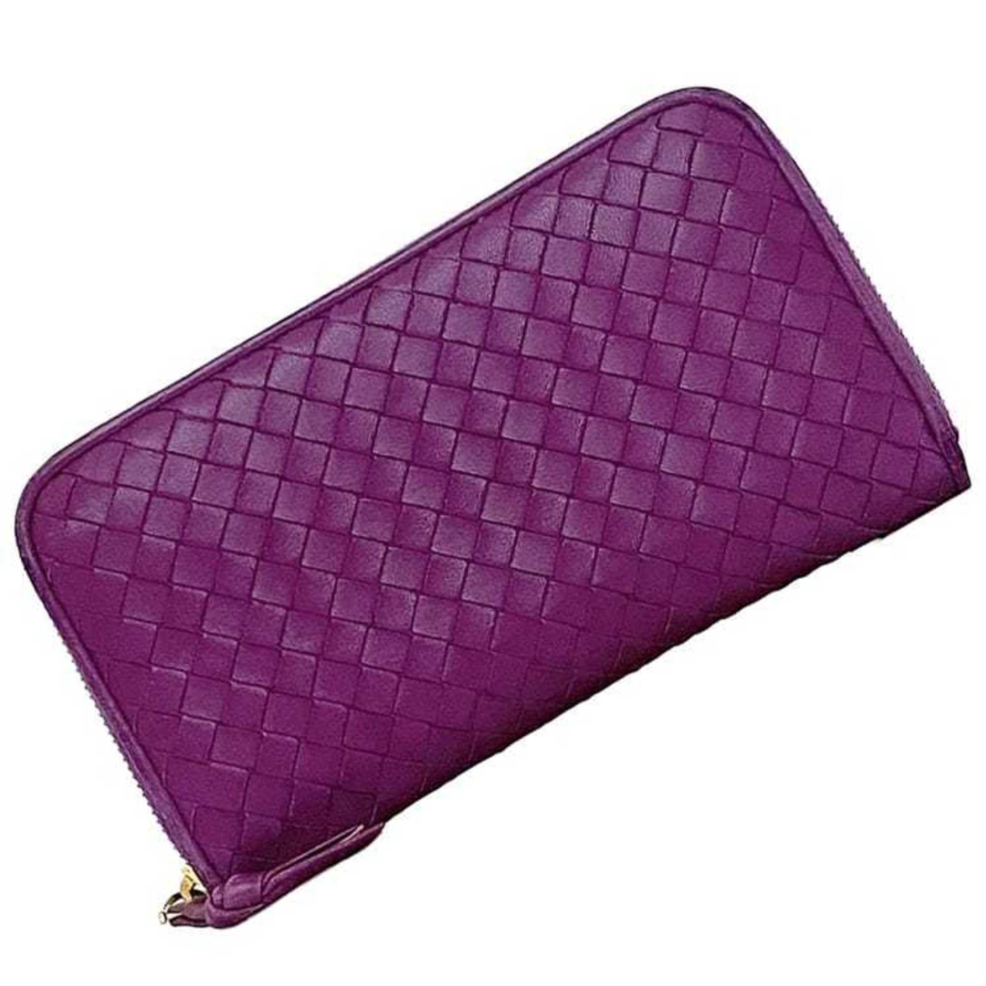 Bottega Veneta Purple Leather Long Wallet (Bi-Fold)