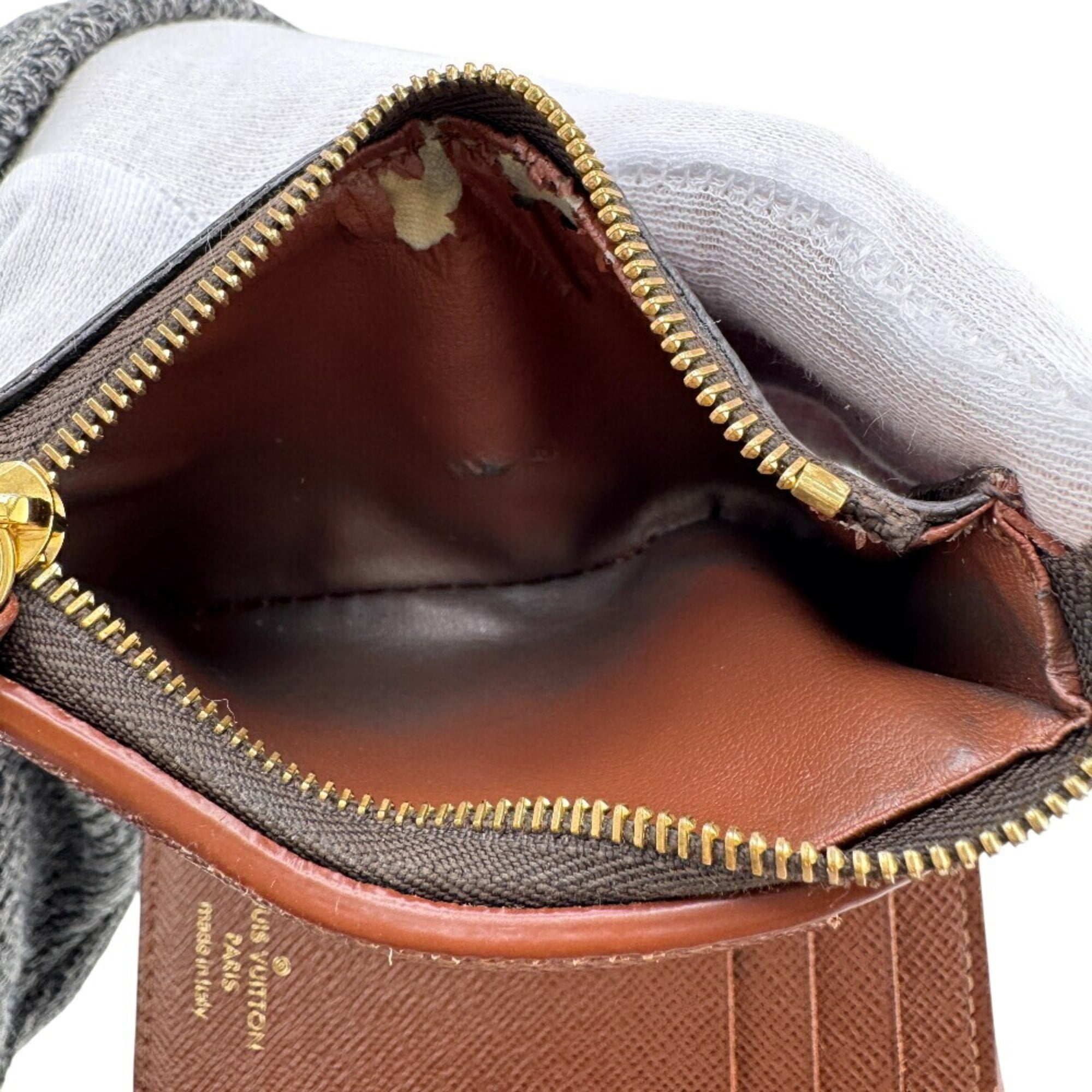 Louis Vuitton Gold Brown Leather Wallet (Tri-Fold)