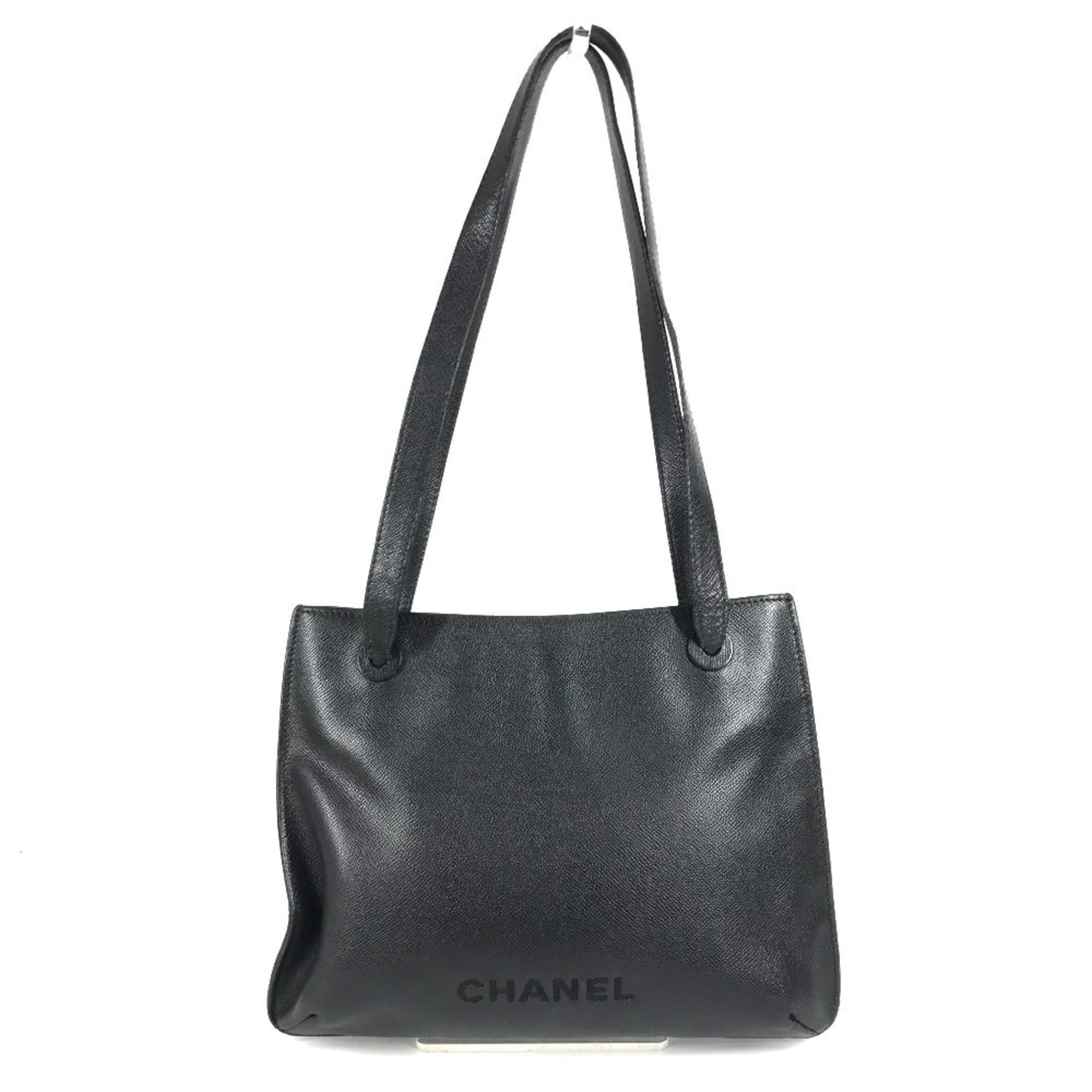 Chanel Black Grained Calfskin Shoulder Bag Tote Bag