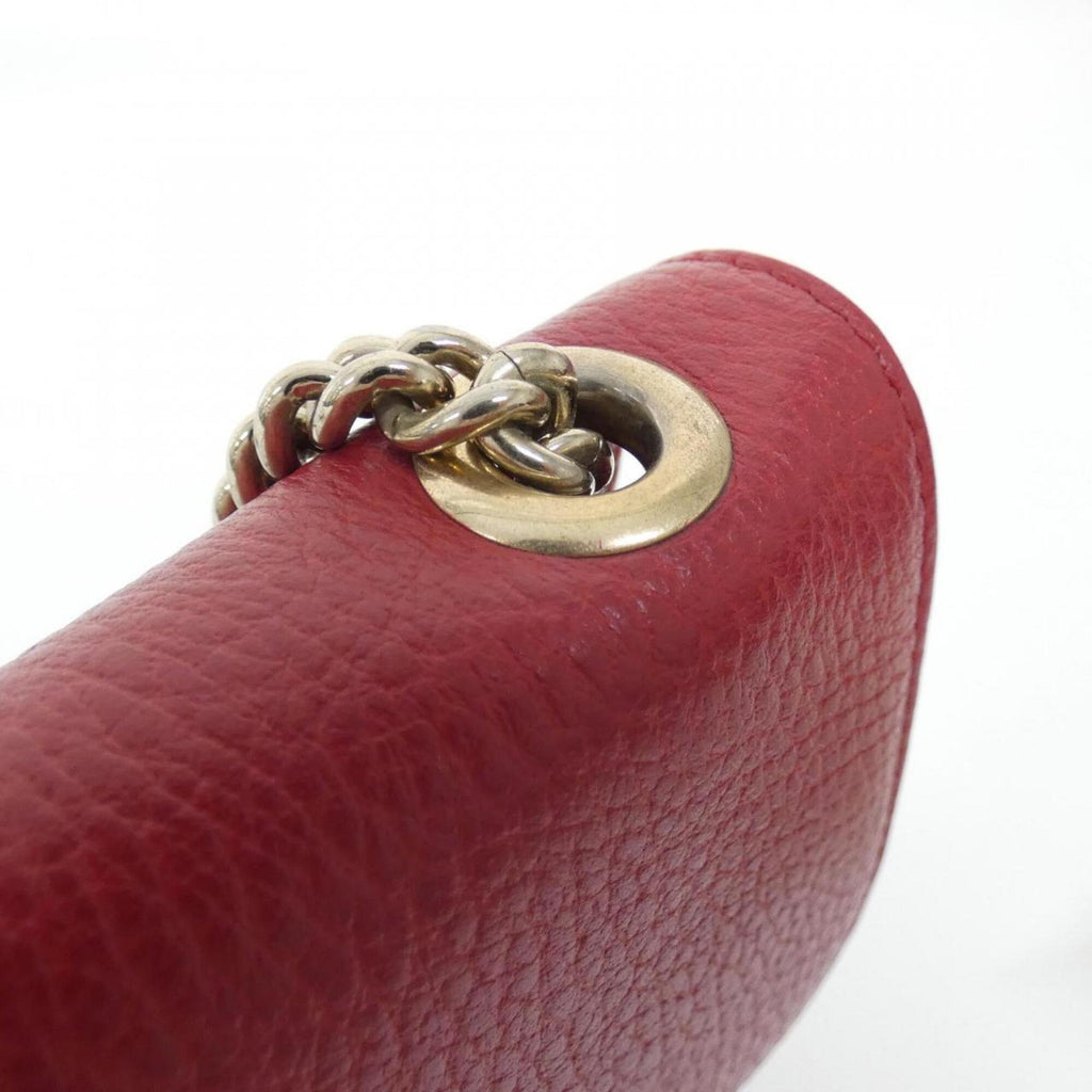 Gucci Red Color Leather Shoulder Bag (Pre-Owned)