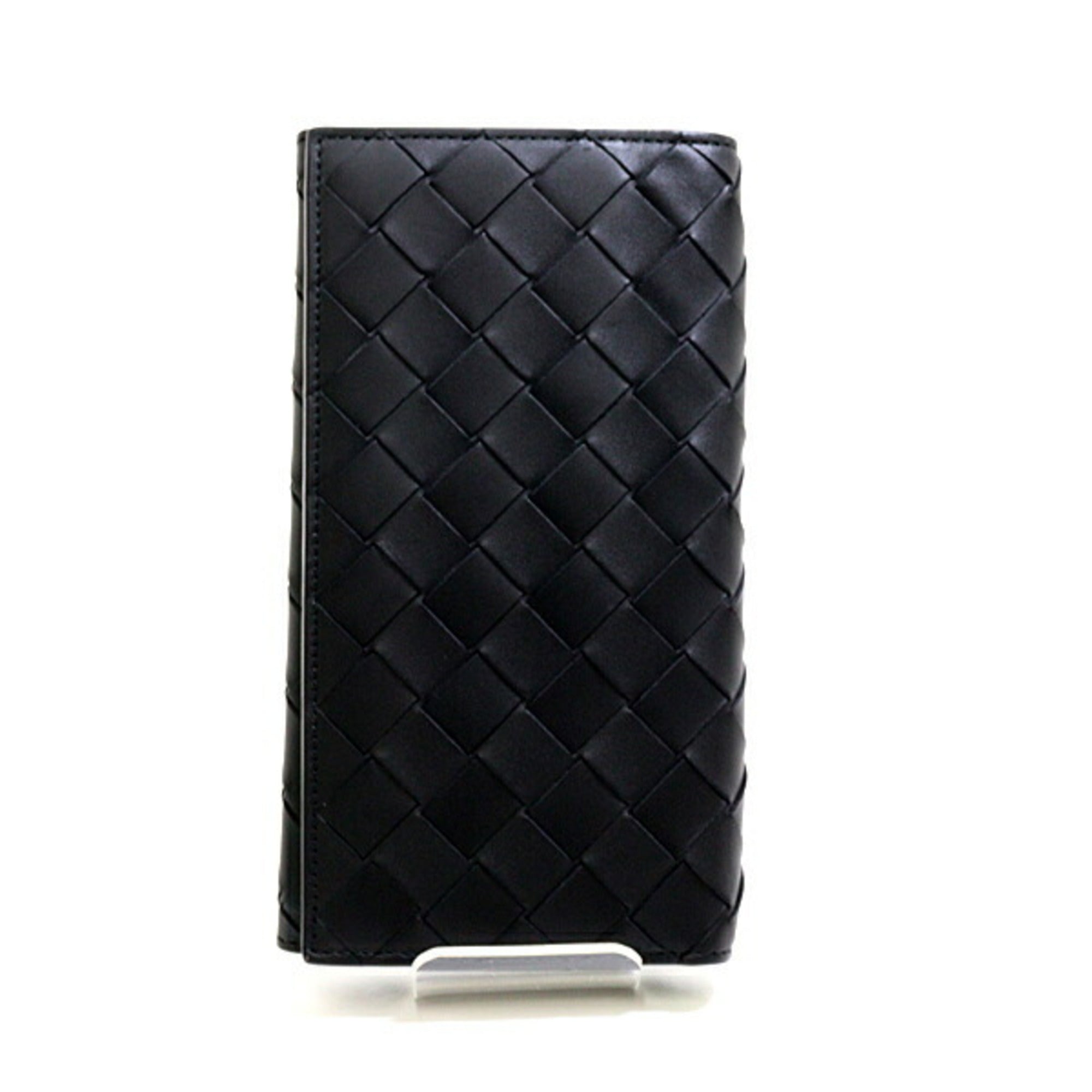 Bottega Veneta Black Green Leather Long Wallet (Bi-Fold)