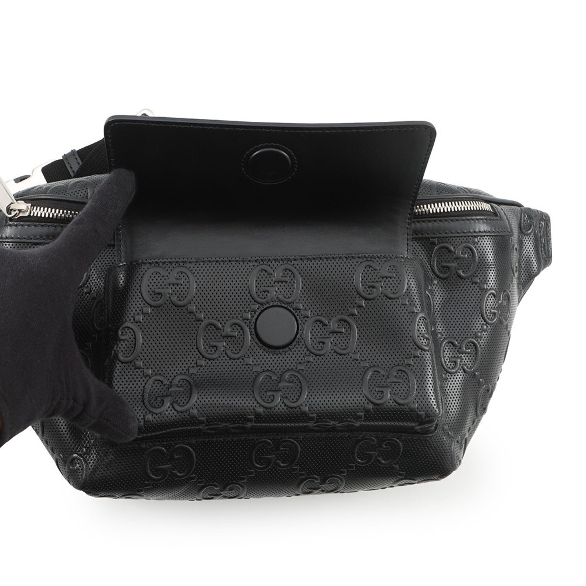 Gucci Black Leather Handbag Sling Bag (Pre-Owned)