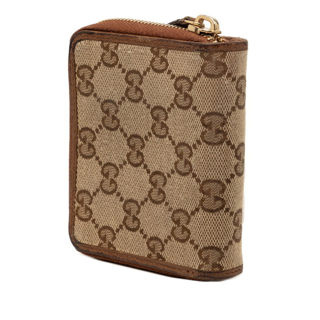 Gucci Beige Brown Canvas Leather Wallet (Bi-Fold) (Pre-Owned)