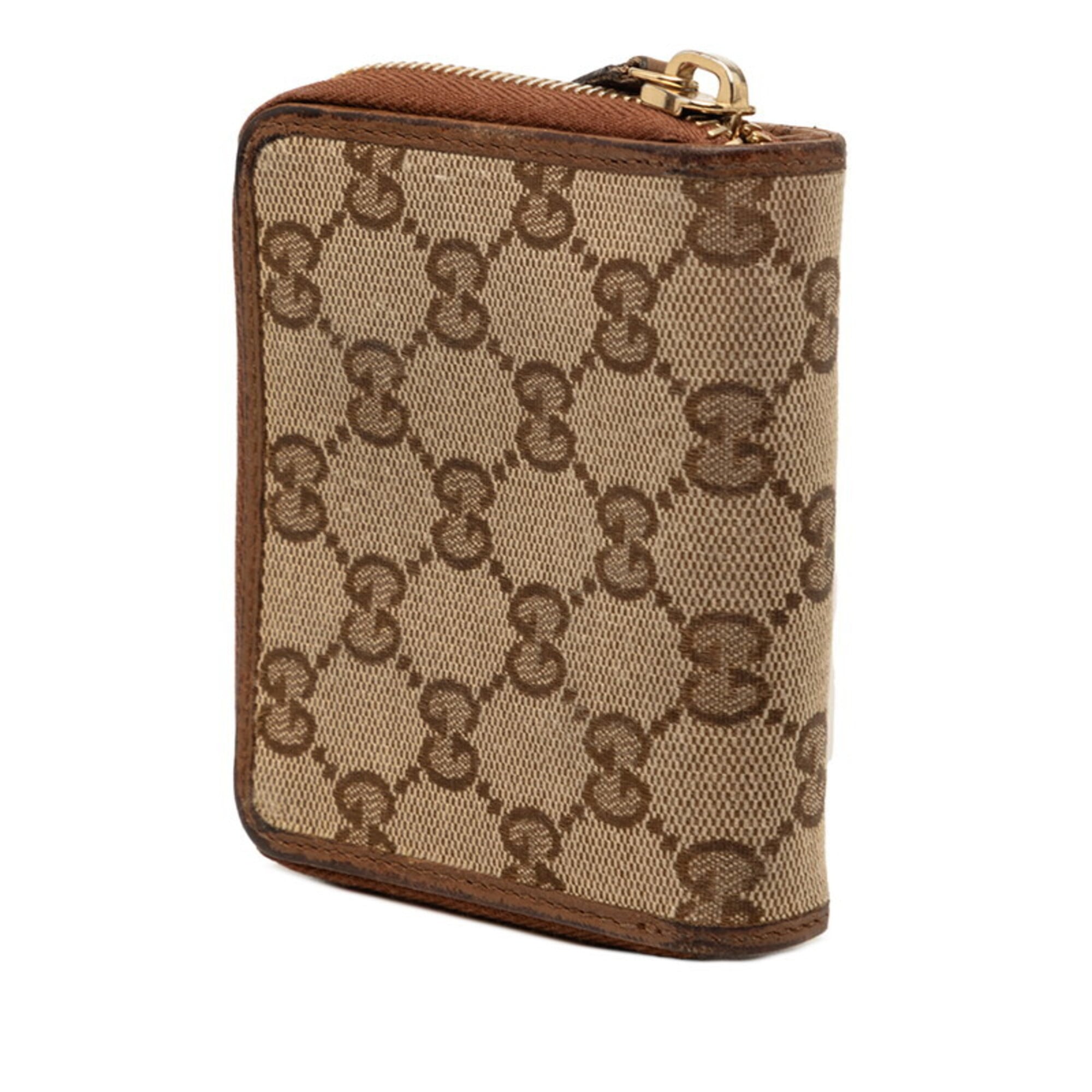 Gucci Beige Brown Canvas Leather Wallet (Bi-Fold) (Pre-Owned)
