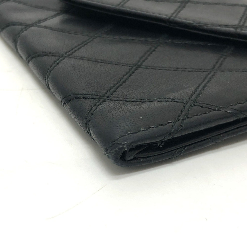Chanel Black Leather Long Wallet (Bi-Fold)