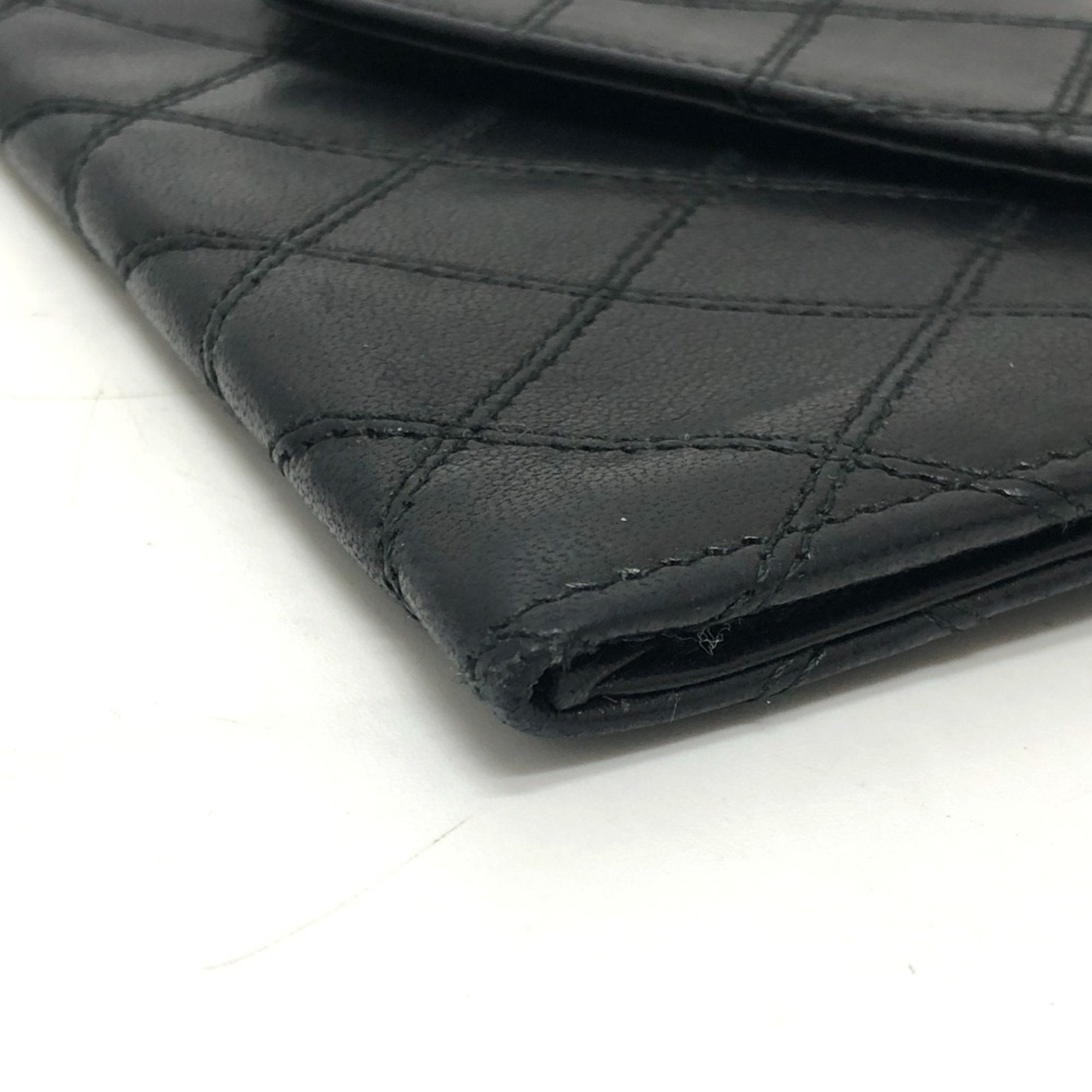 Chanel Black Leather Long Wallet (Bi-Fold)