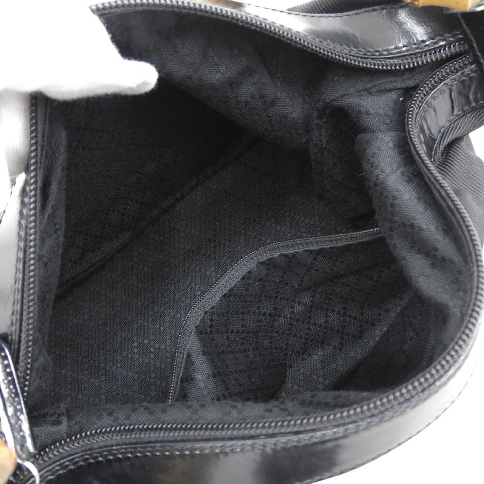 Gucci Black Bamboo Canvas Handbag (Pre-Owned)