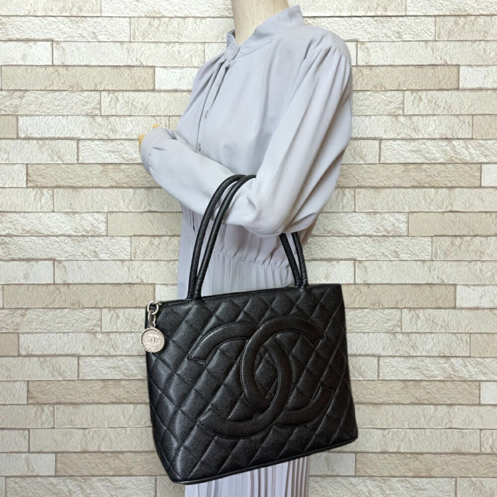 Chanel Caviar Skin Black Caviar Leather Tote Bag