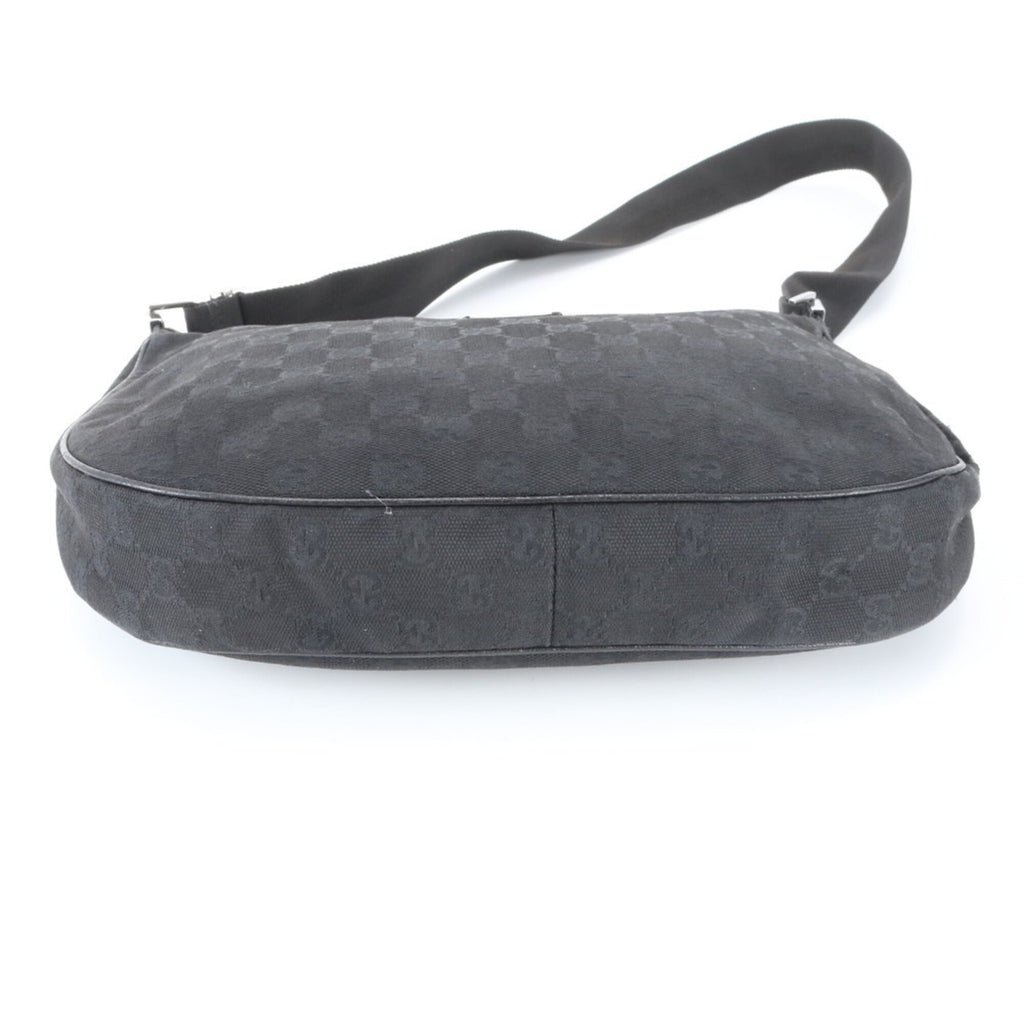 Gucci Black Leather Canvas Handbag Shoulder Bag Tote Bag (Pre-Owned)