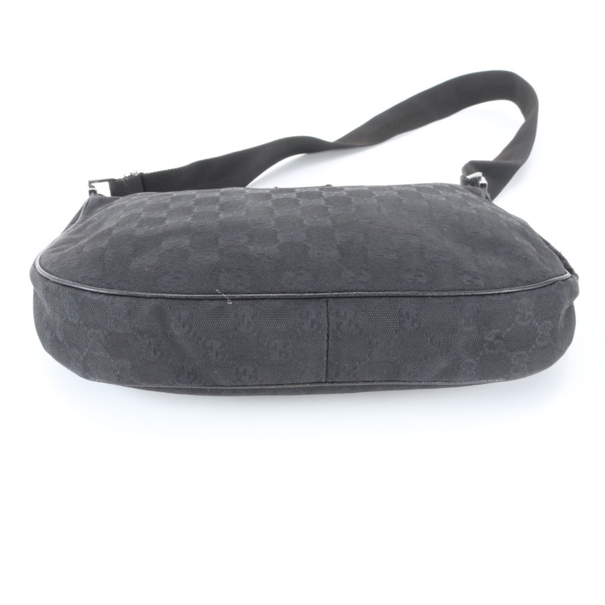 Gucci Black Leather Canvas Handbag Shoulder Bag Tote Bag (Pre-Owned)