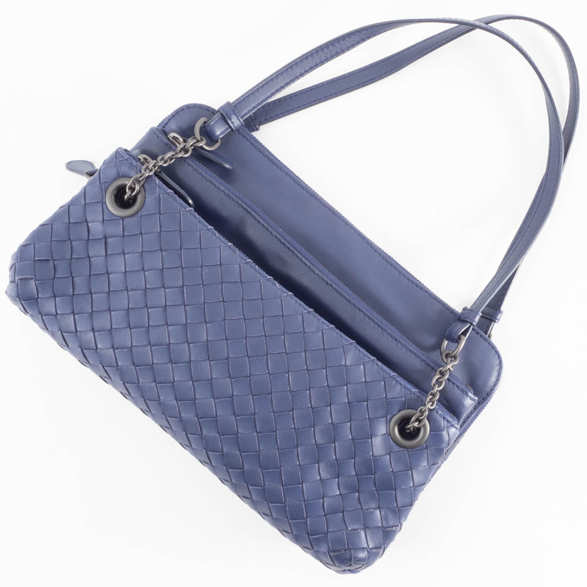 Bottega Veneta Navy Leather Shoulder Bag