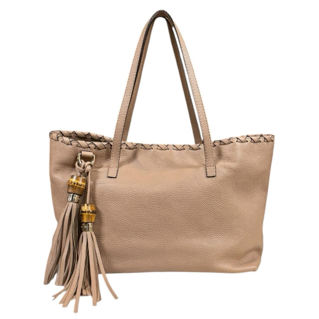 Gucci Bamboo Beige Leather Tote Bag (Pre-Owned)