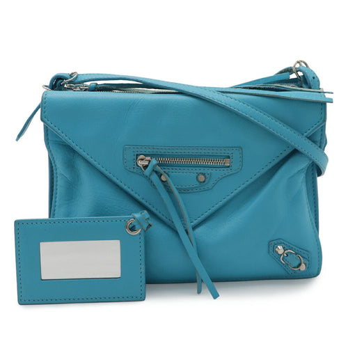 Balenciaga Paper Turquoise Leather Clutch Bag Pochette Shoulder