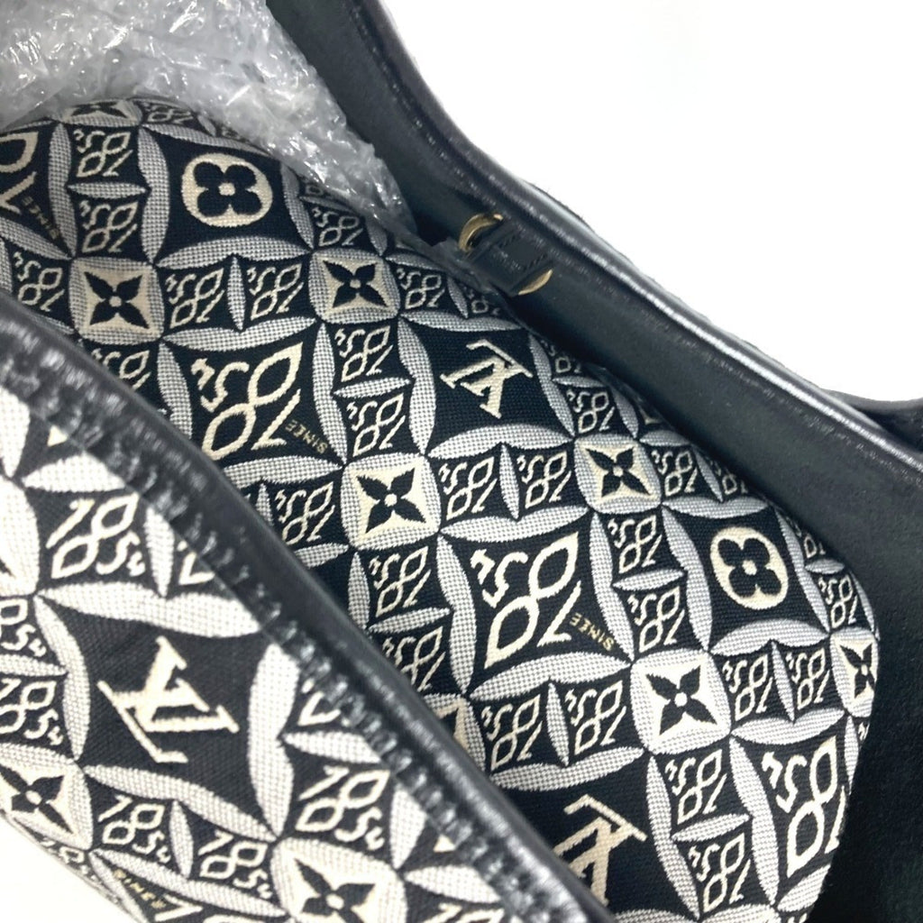 Louis Vuitton Black White Jacquard Leather Shoulder Bag Tote Bag