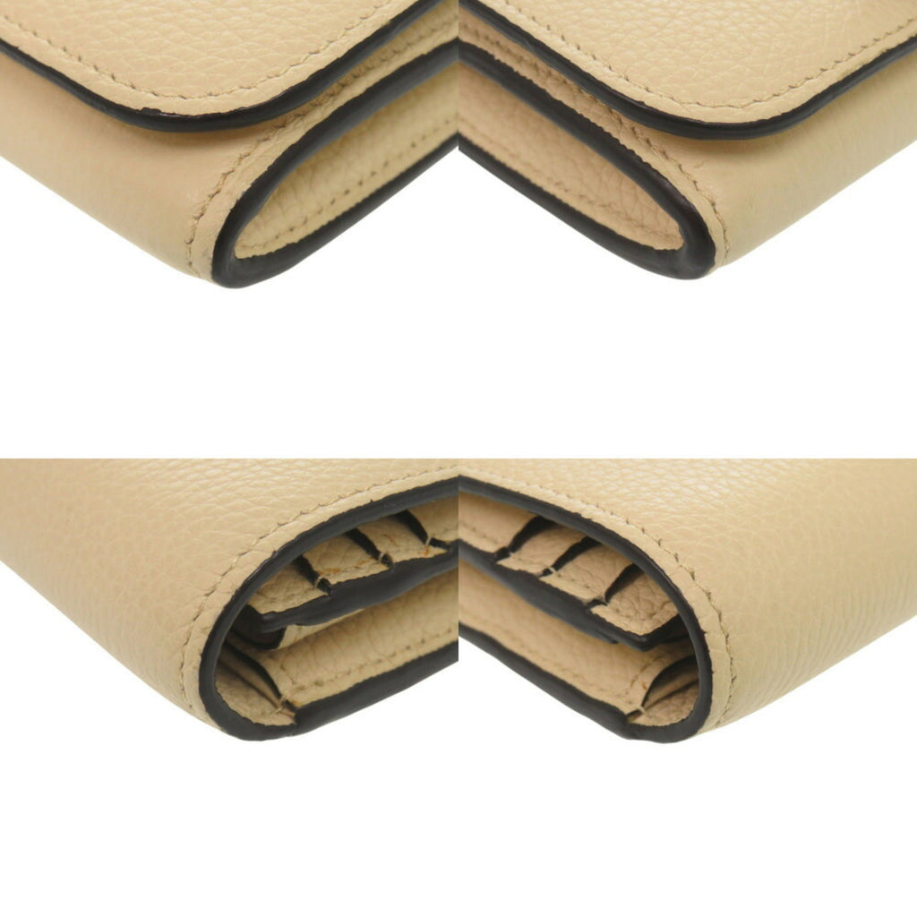 Chloé Beige Leather Long Wallet (Bi-Fold) (Pre-Owned)