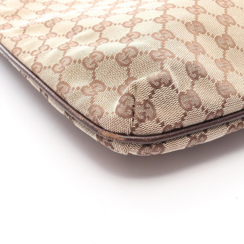 Gucci Beige Brown Canvas Leather Handbag Shoulder Bag (Pre-Owned)