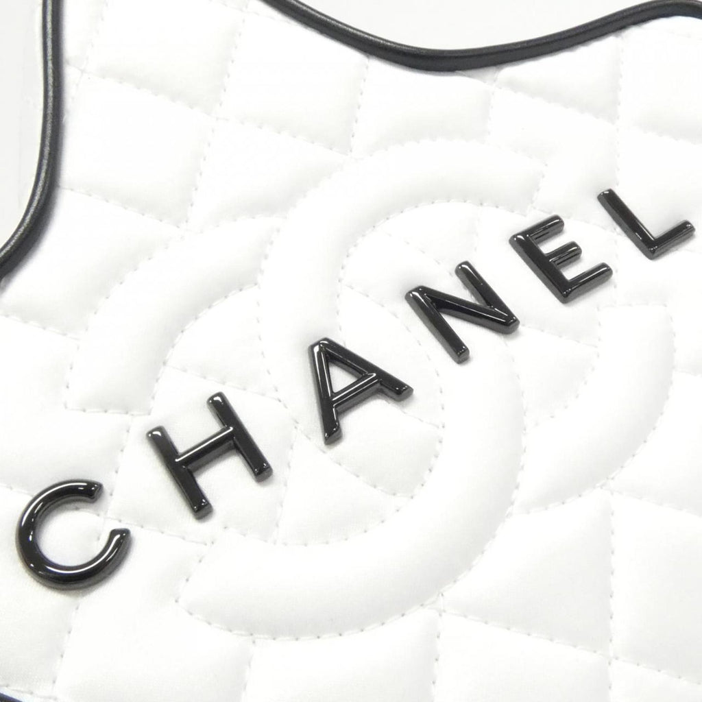 Chanel Black White Satin Shoulder Bag