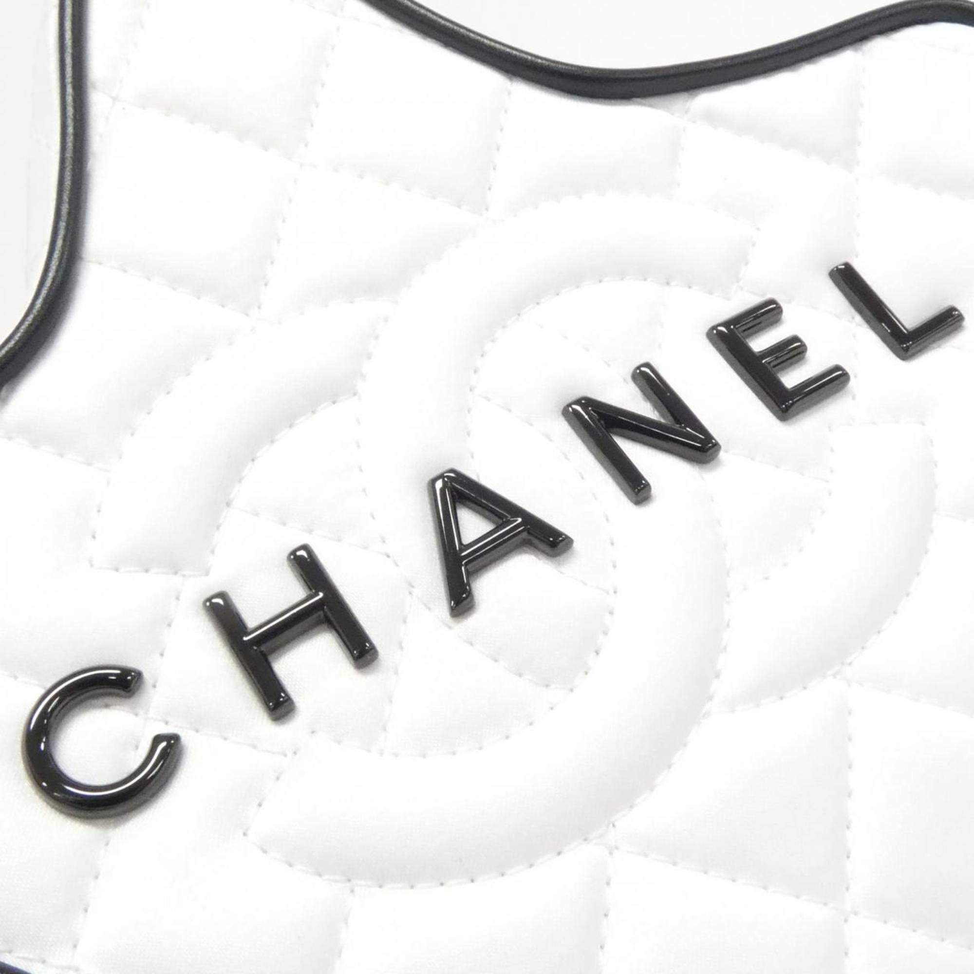 Chanel Black White Satin Shoulder Bag