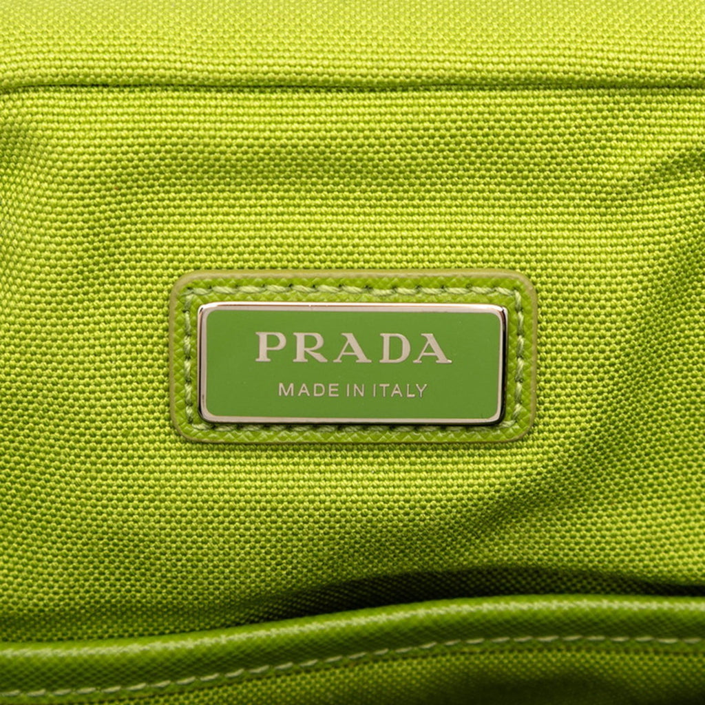 Prada Green Canvas Leather Pouch Shoulder Bag