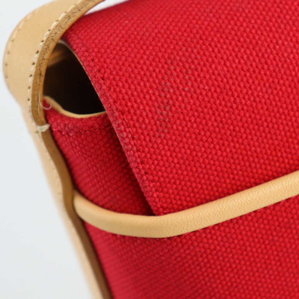 Burberry Beige Red Color Canvas Leather Handbag Shoulder Bag Tote Bag