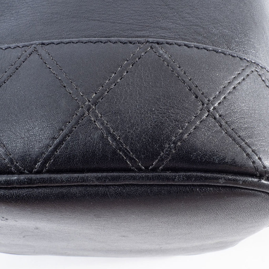 Chanel Black Leather Handbag Pouch Vanity Bag