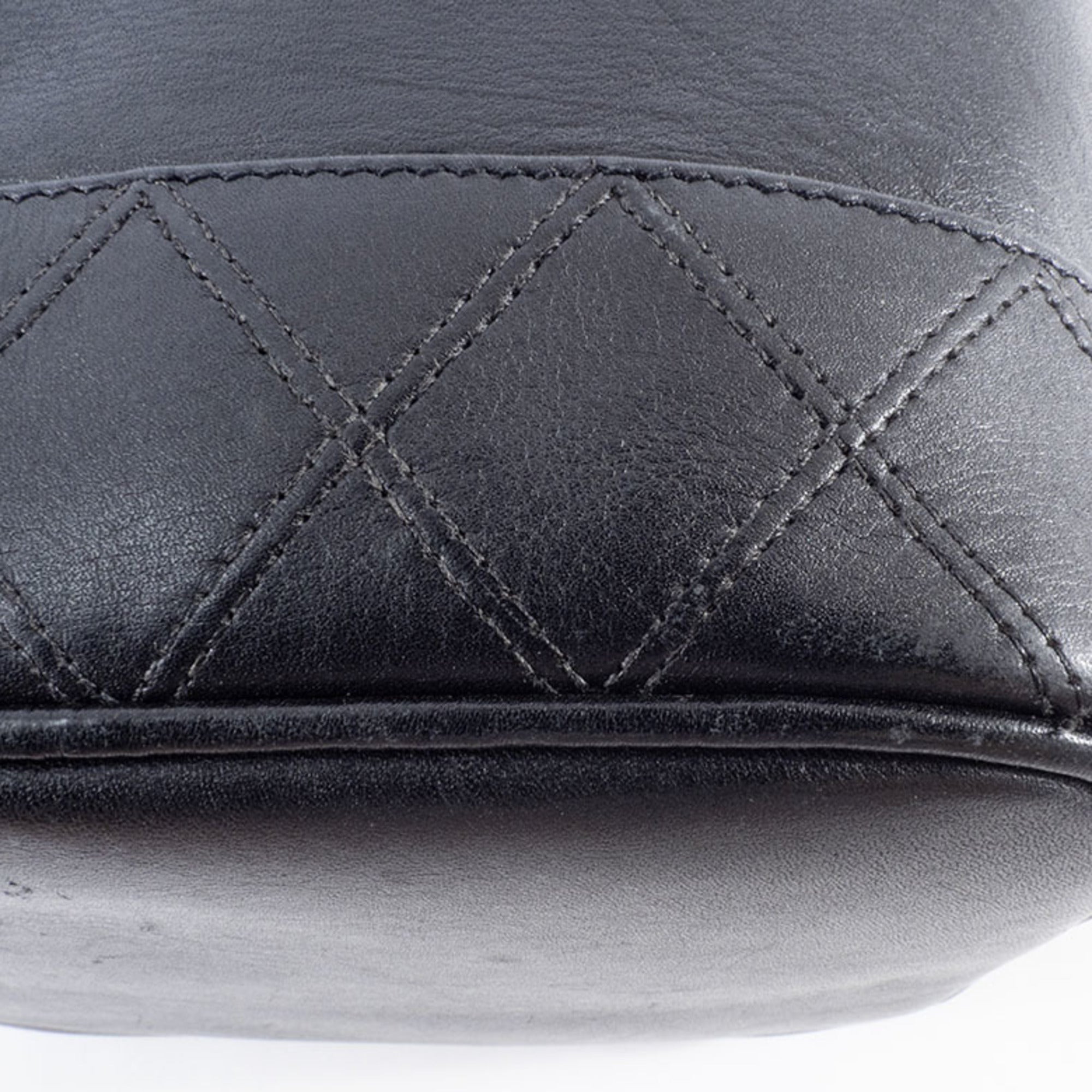 Chanel Black Leather Handbag Pouch Vanity Bag