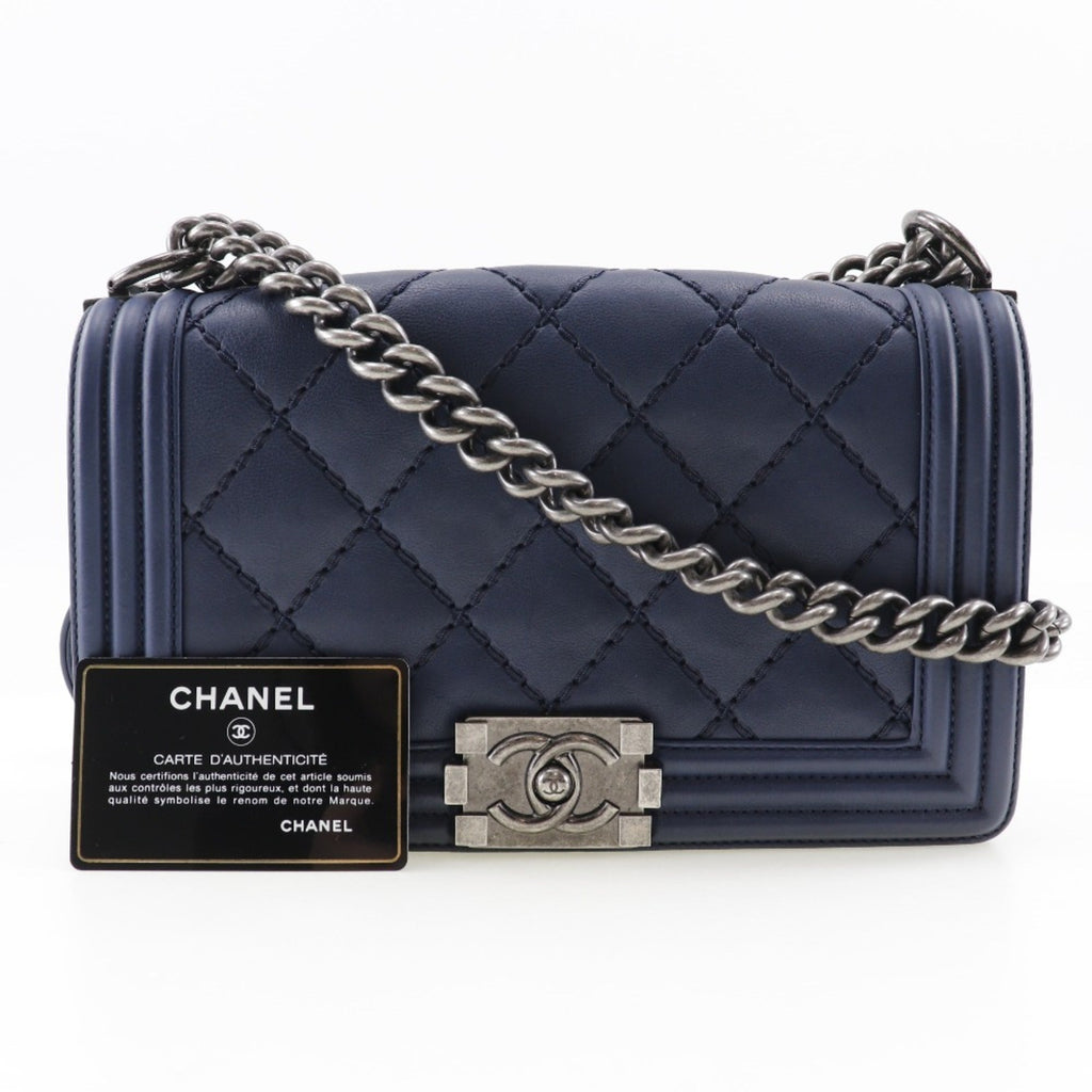 Chanel Navy Leather Shoulder Bag