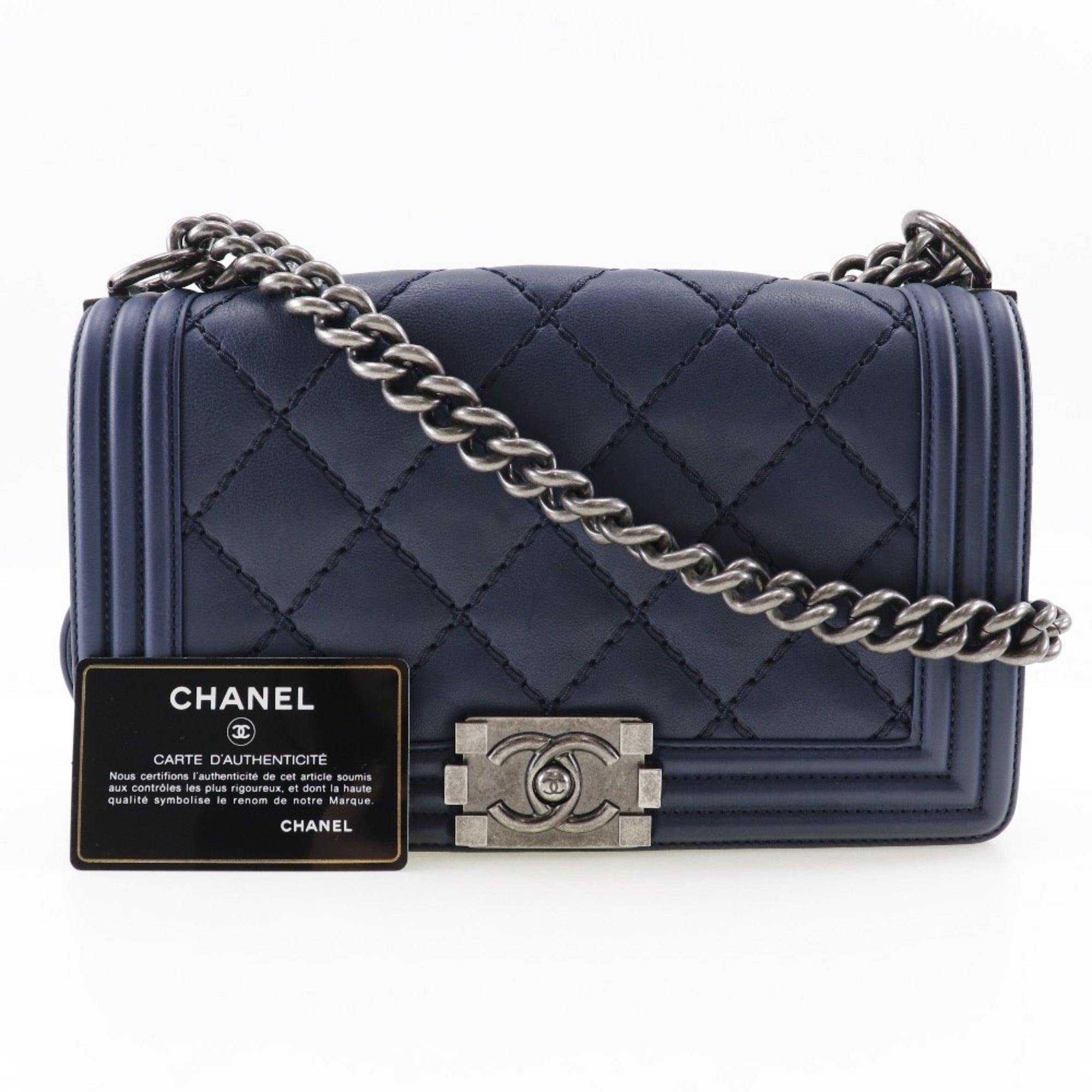 Chanel Navy Leather Shoulder Bag