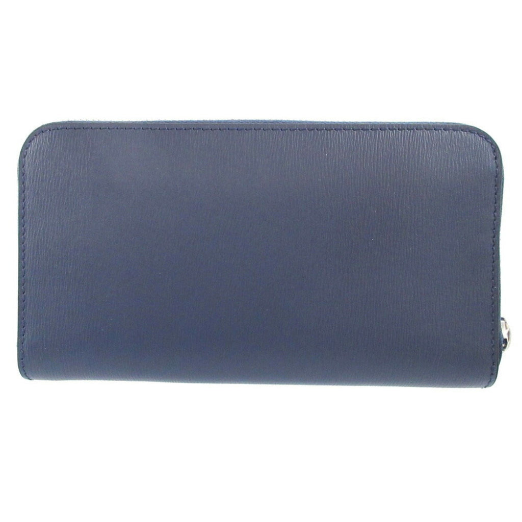 Burberry Navy Leather Long Wallet (Bi-Fold)