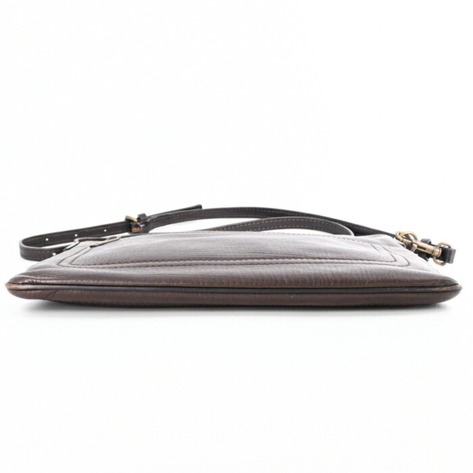 Louis Vuitton Dark Brown Leather Pochette Shoulder Bag