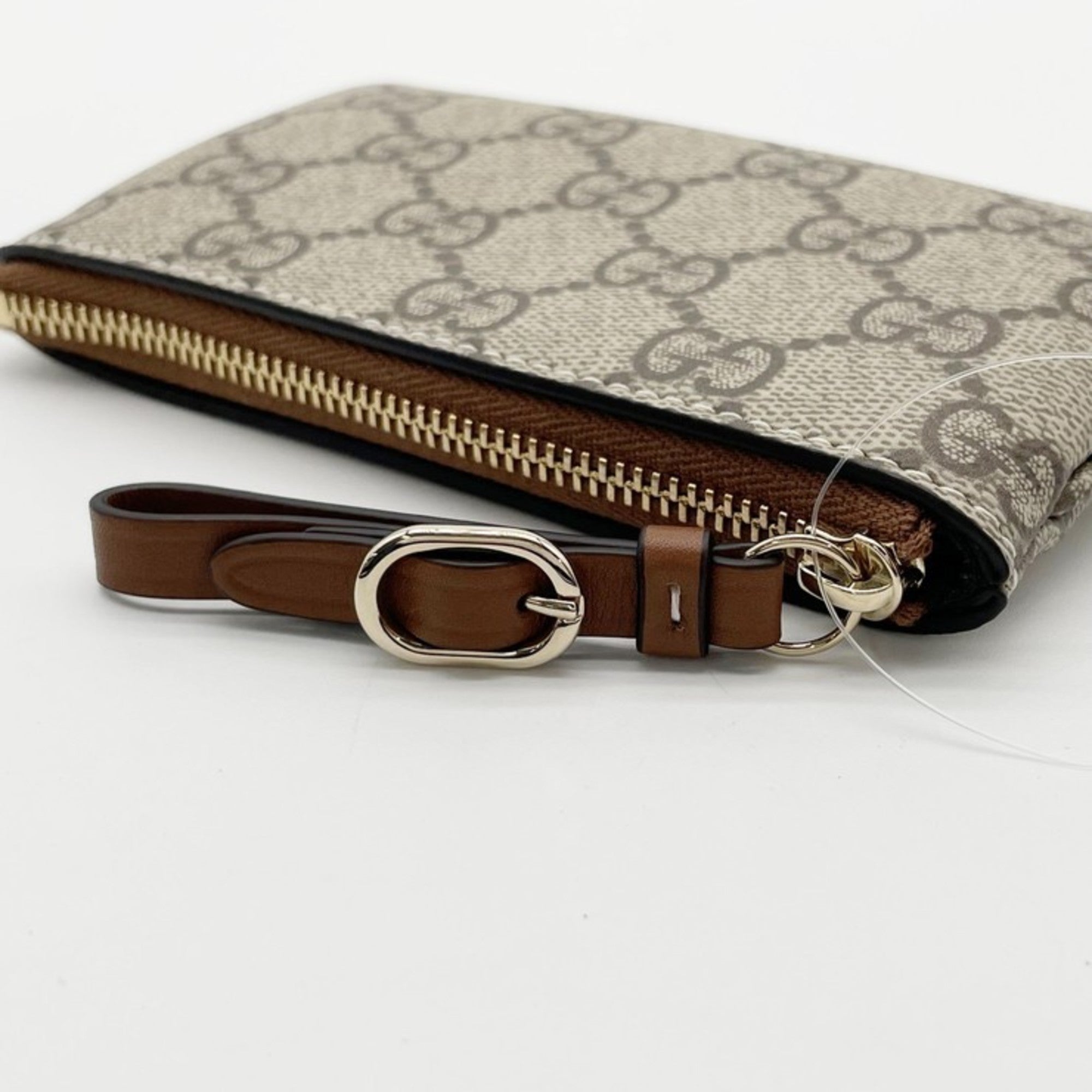Gucci Gg Supreme Beige Brown Pvc Leather/Webbing Coin Purse/Coin Case (Pre-Owned)