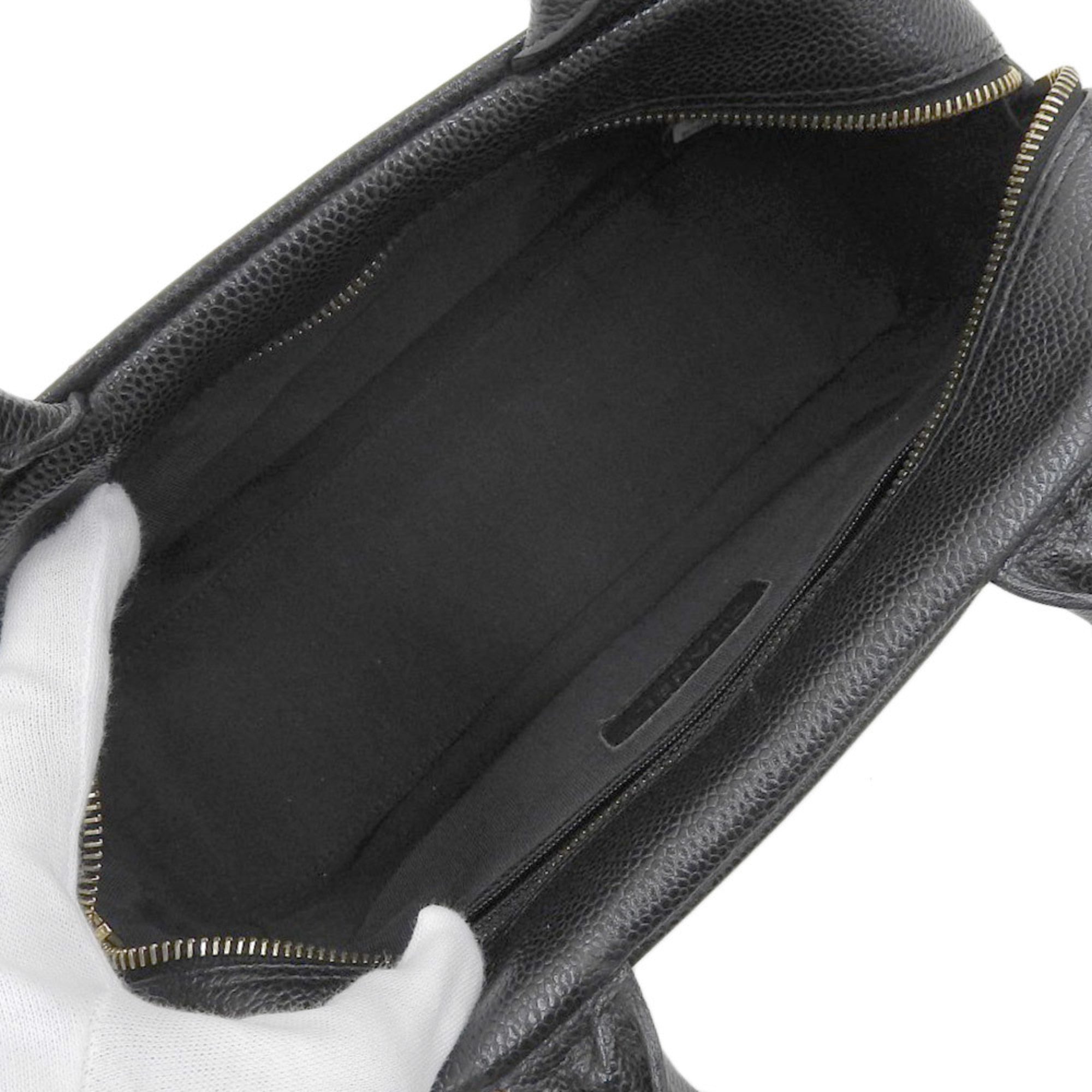 Chanel Black Caviar Leather Boston Bag Handbag