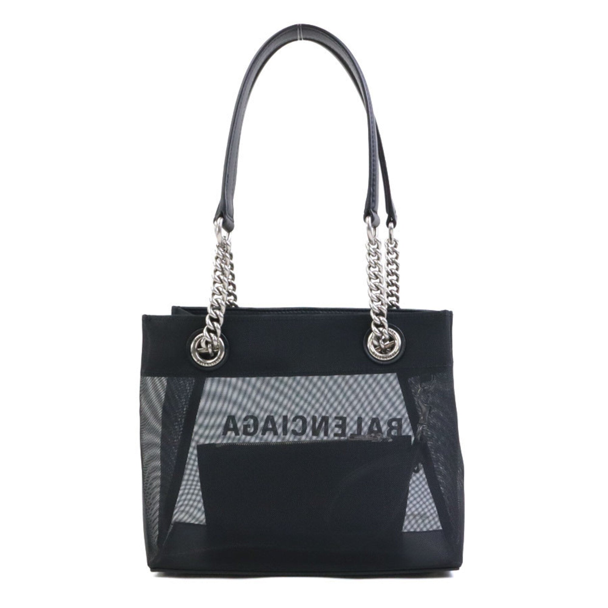 Balenciaga Black Leather Mesh Handbag Tote