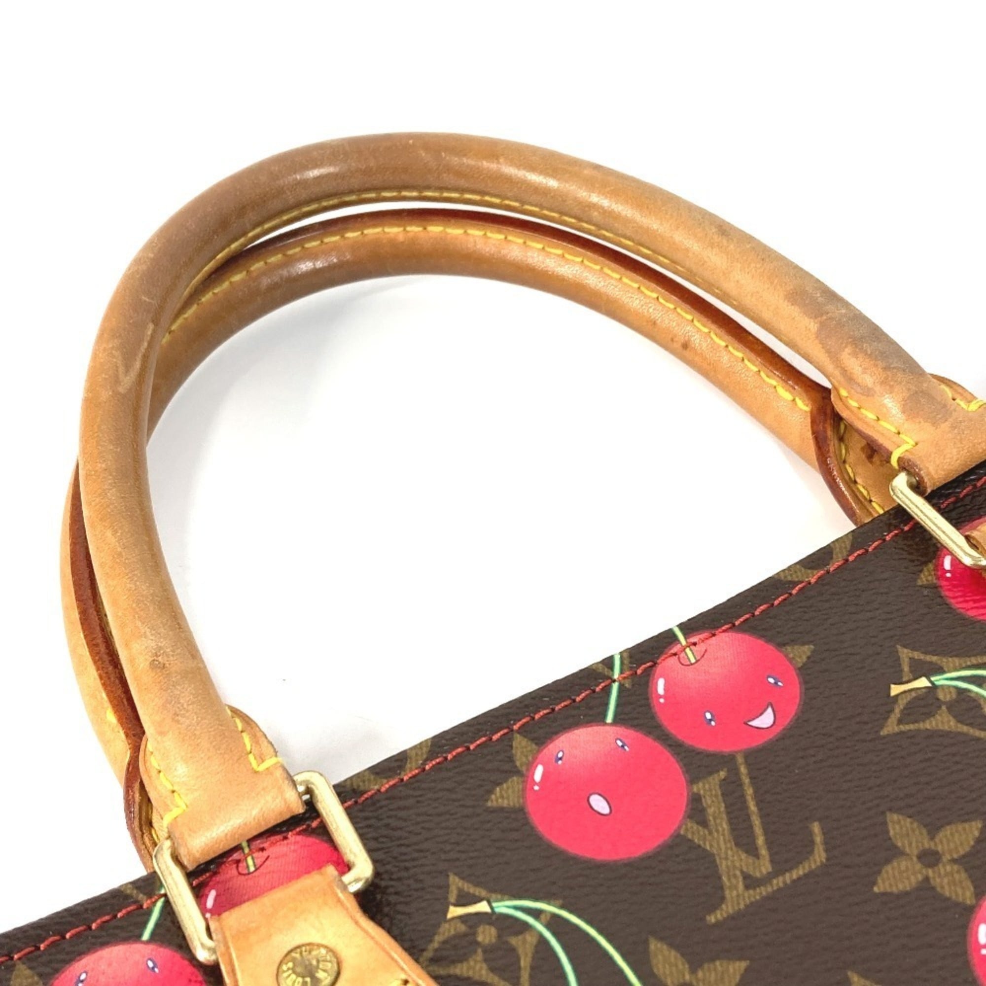 Louis Vuitton Brown Monogram Cherry Red Color Monogram Leather Shoulder Bag Tote Bag