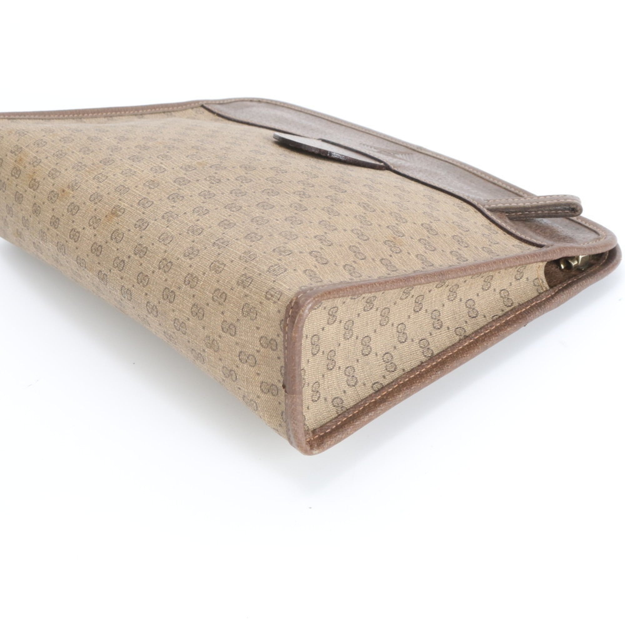 Gucci Brown Micro Gg Leather Coated Canvas Leather Pouch (Pre-Owned)