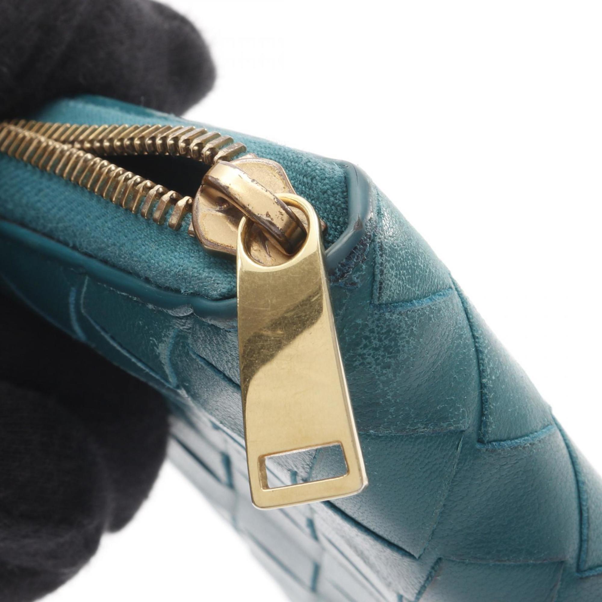 Bottega Veneta Green Leather Long Wallet (Bi-Fold)