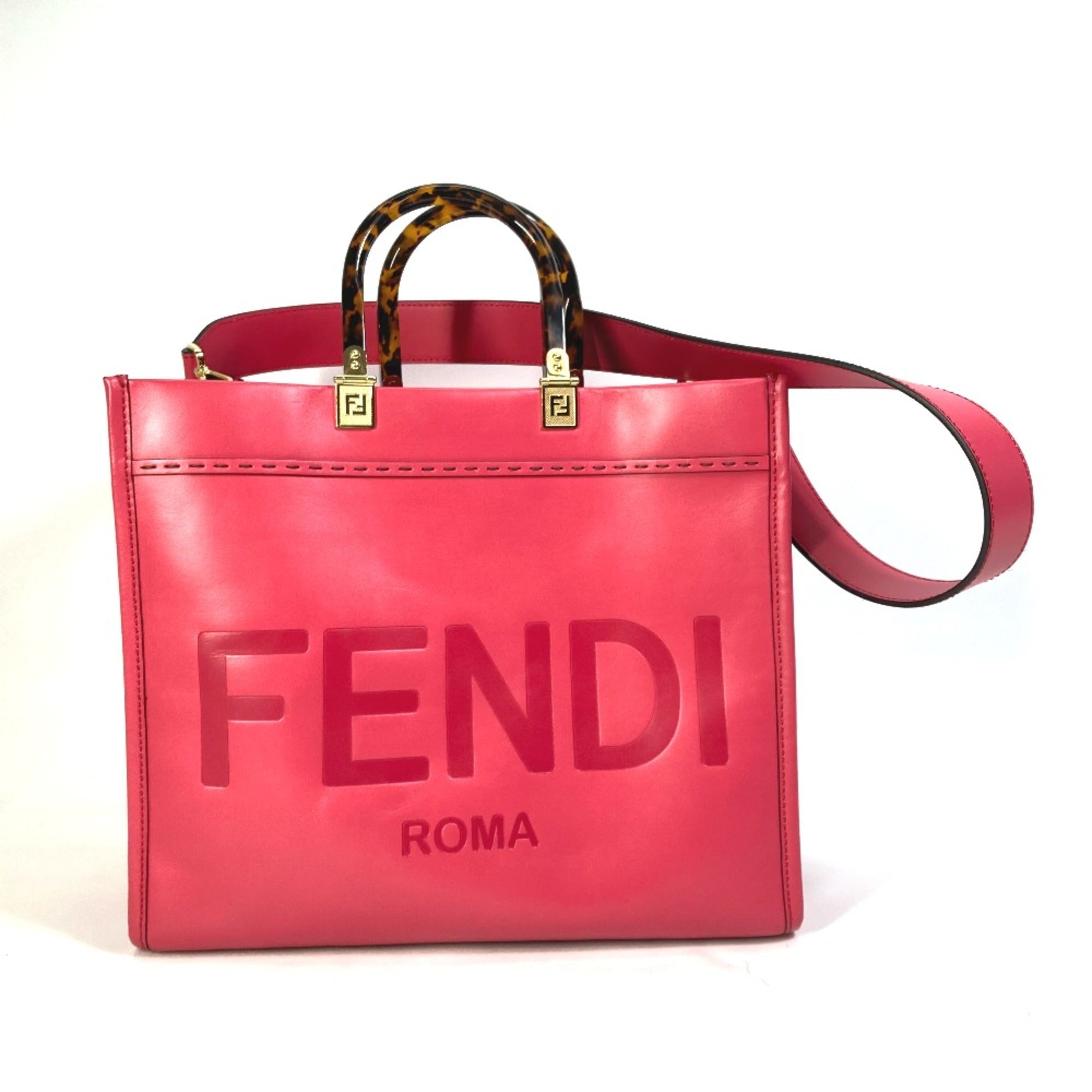 Fendi Pink Leather Tote Bag