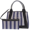 Balenciaga Black Navy White Canvas Leather Handbag Tote