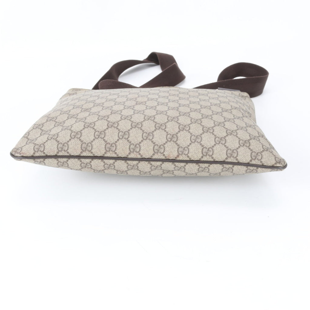 Gucci Beige Leather Coated Canvas Messenger Bag Shoulder Bag Tote Bag (Pre-Owned)